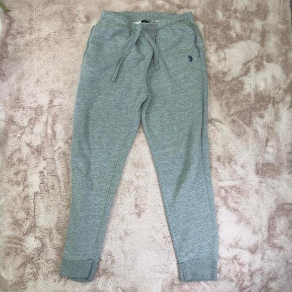 U.S. Polo Assn. heather gray fleece jogger sweatpants - Picture 4 of 8
